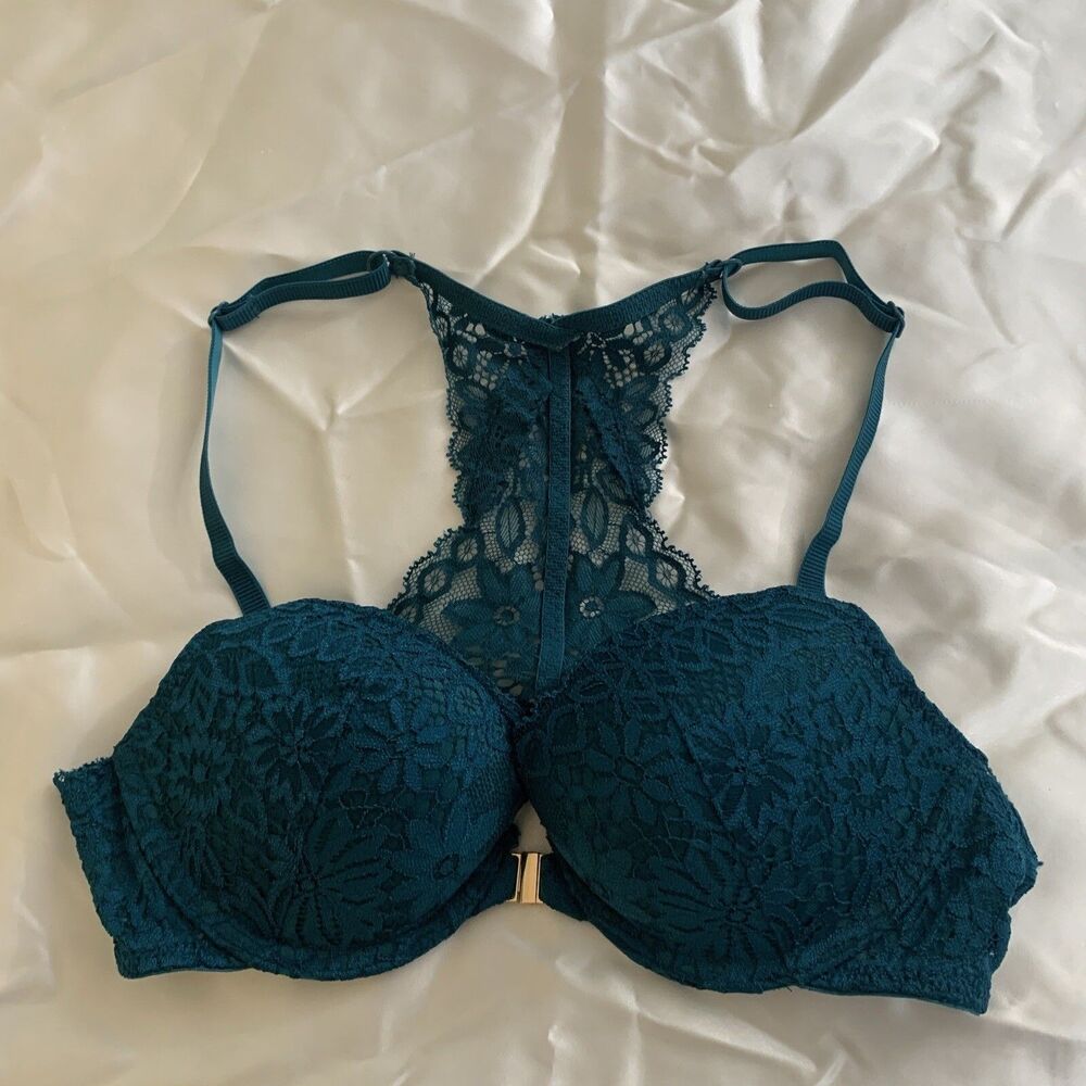 Auden Green Lace Padded Underwire Bra Front Closure 32 A